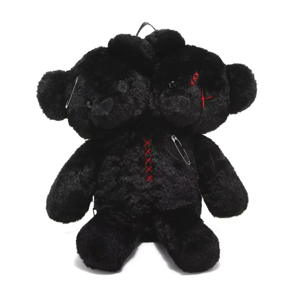 Hot Topic Black Double-Headed Teddy Bear Plush Mini Backpack